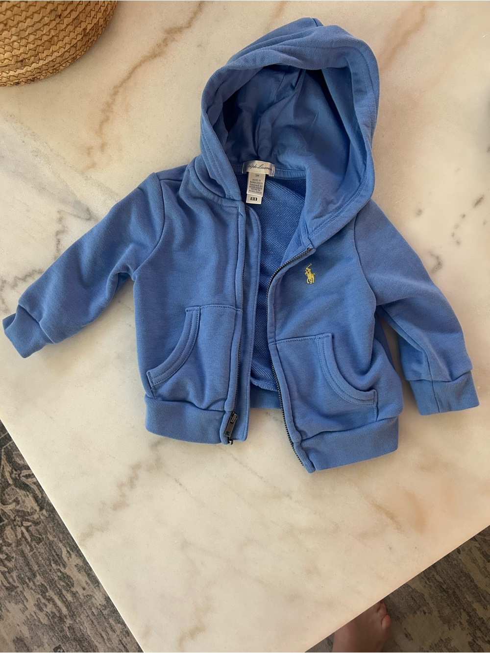 Ralph Lauren Light Blue Hooded Zip-Up Sweatshirt